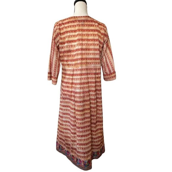 Handcrafted embroidered printed garden tunic kurti kurta midi dress size S/M - Picture 7 of 11